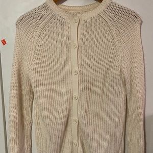 Zara Cream Button Down Cardigan Sweater Size L